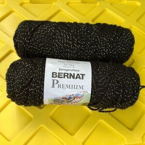 Bernat Premium Yarn in Black and Gold metallic tone